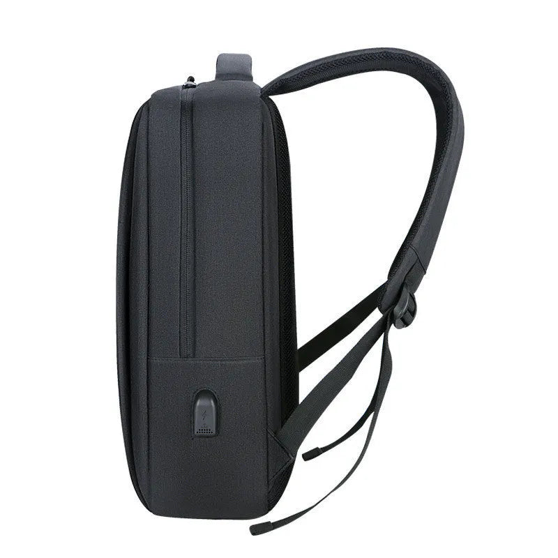 Medium business backpack in black or grey cotton cloth with 20-35L capacity, zipper opening, and multiple internal pockets.