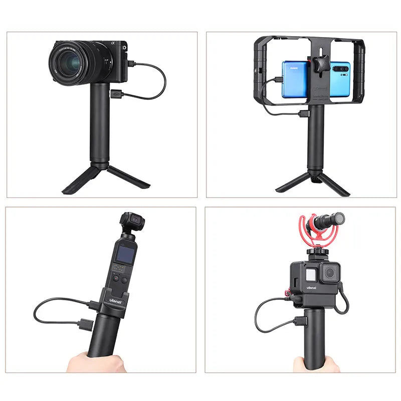 Black aluminium alloy portable power bank handle with 6800mAh capacity.