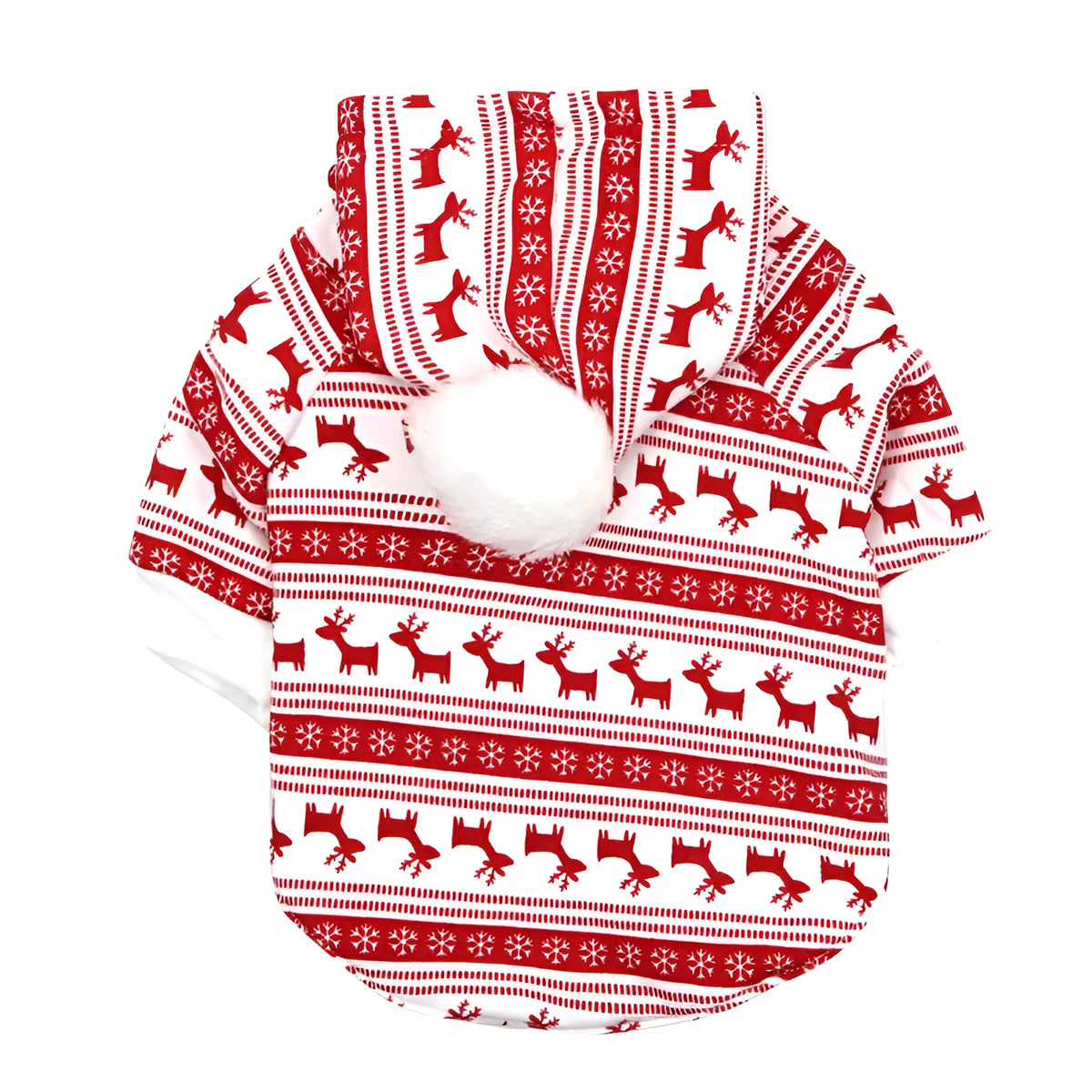 Red reindeer fleece pet Christmas sweater for dogs and cats in sizes XS to L