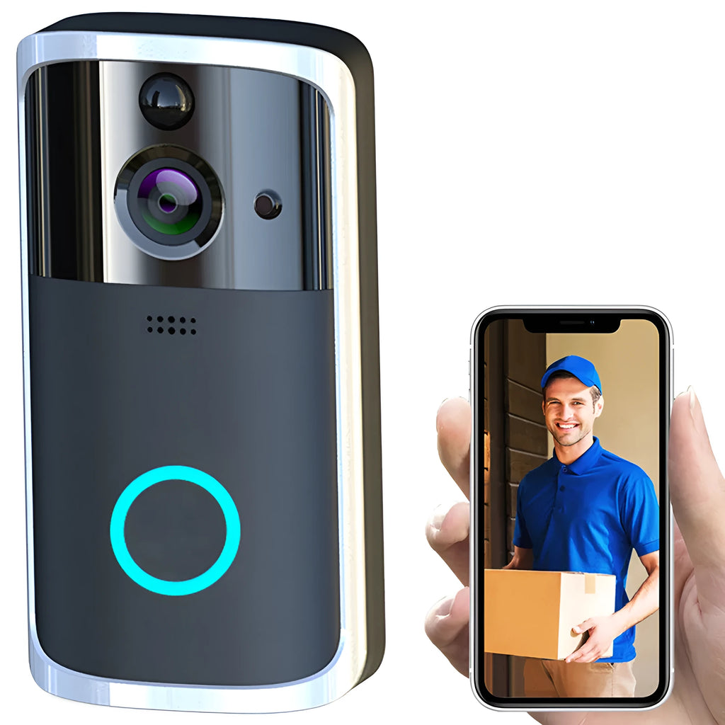 Wireless WiFi video doorbell camera with 32GB TF card, PCB body, black or silver, night vision