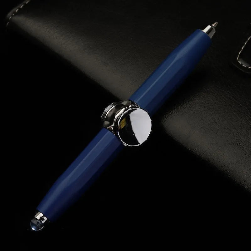Metal gyro ballpoint pen with spinning mechanism and coloured ink refill options