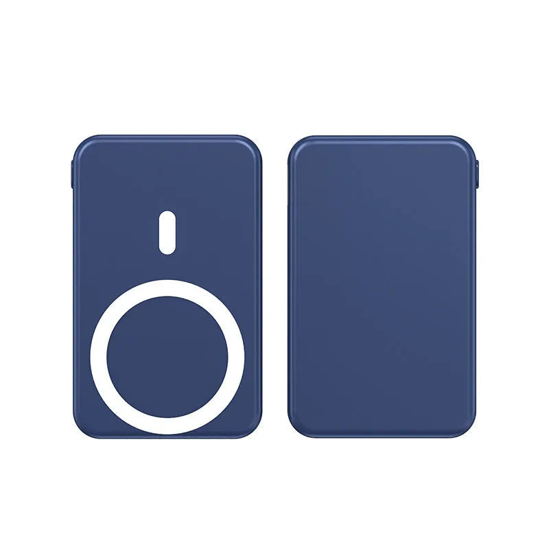 Ultra-thin magnetic wireless power bank for iPhone in black, white and blue colours