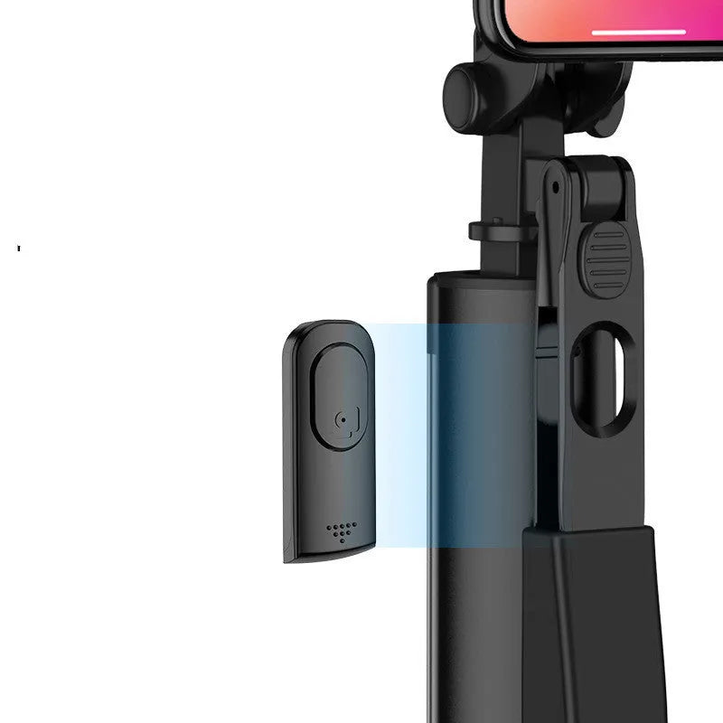 Black aluminium Bluetooth selfie stick and tripod with remote control extended to different lengths