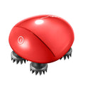 Red electric scalp massager with dimensions 110x120x82mm for relieving head tension