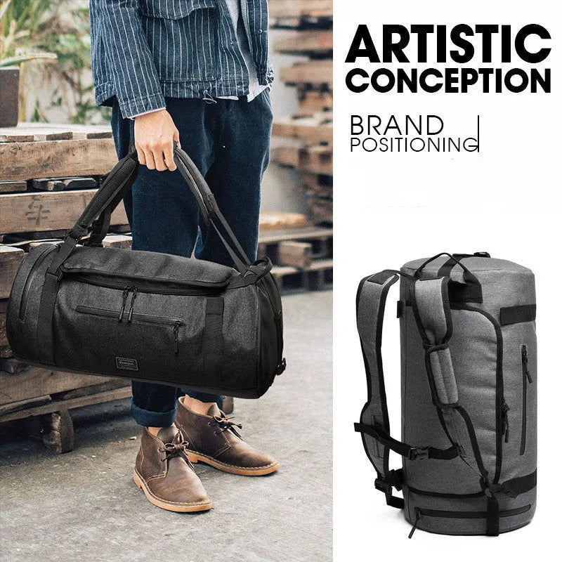 Polyester travel backpack fitness bag in black, 56x28x28 cm, waterproof and breathable