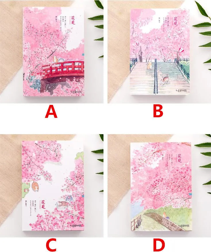 A5 thread-bound notebook with paper cover, 240 blank pages, 14cm by 21cm, pink colour option
