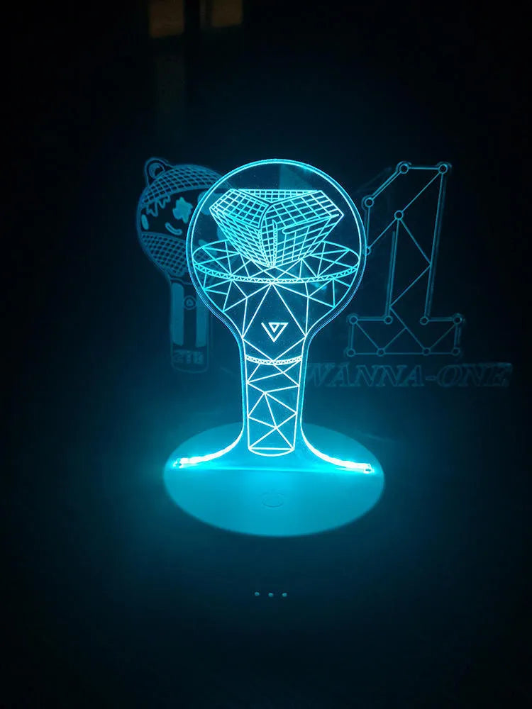 Clear acrylic display stand for a BTS light 101 tower gem collectible model.
