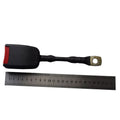 Car seat belt safety buckle with 20cm long steel wire lock for 21cm wide vehicle sockets.