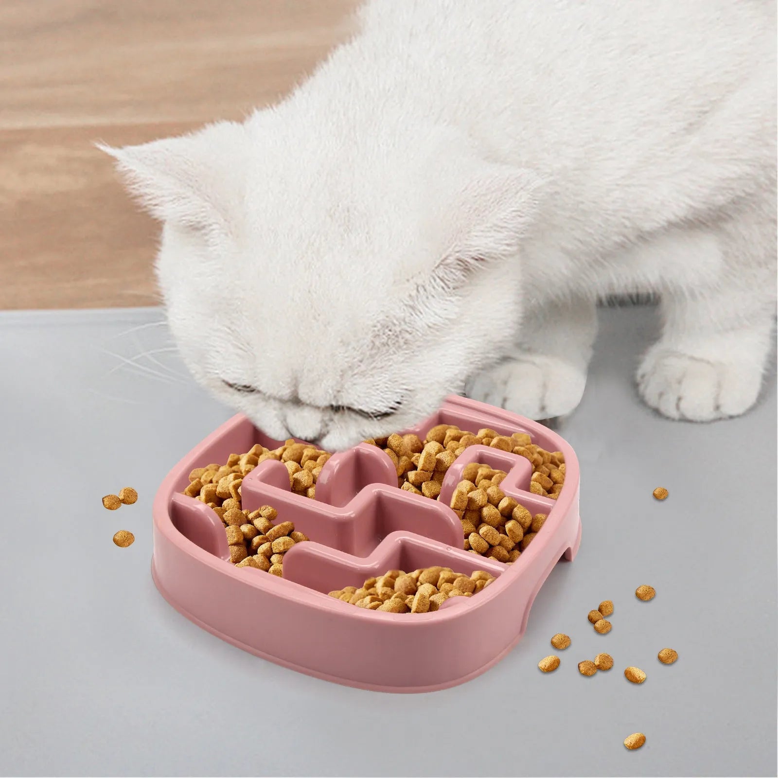 Macaron coloured maze pattern slow feeding bowl for pets with anti-slip base