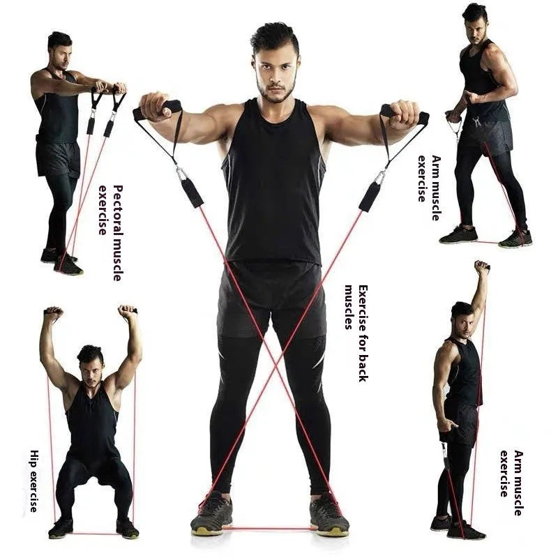 Multi-functional door sports set with pulling rope and ABS hook on a door.