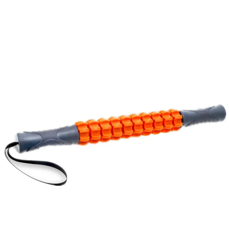 Fascia roller muscle relax massage stick with four convex round heads, ABS plastic, in green