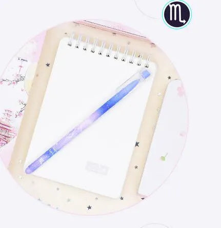 Box containing 12 gel pens with constellation designs and quick-drying gel ink