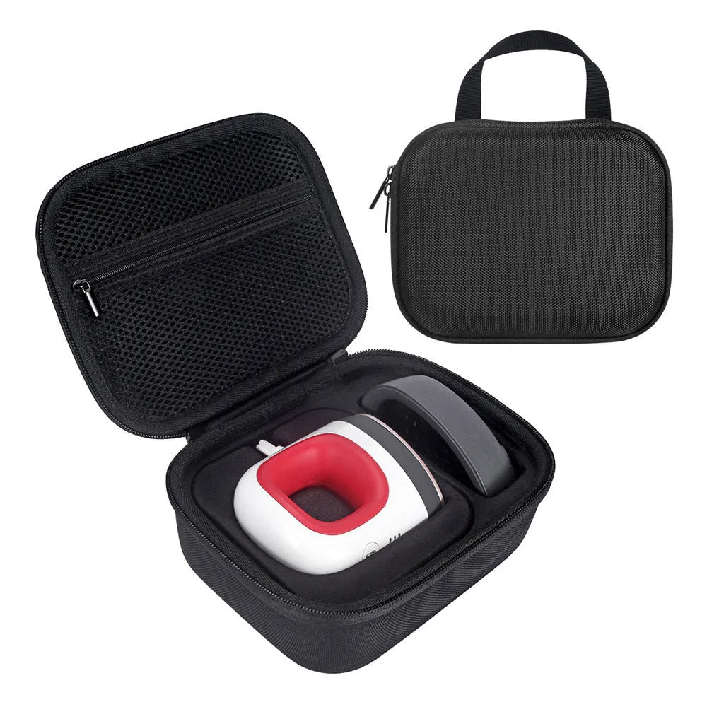Black hard EVA storage bag for Cricut Easy Press Mini heat press machine and charging base with carrying handle