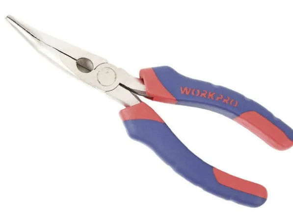 Blue double-colour handle curved nose pliers with 150mm length and 20mm jaw section