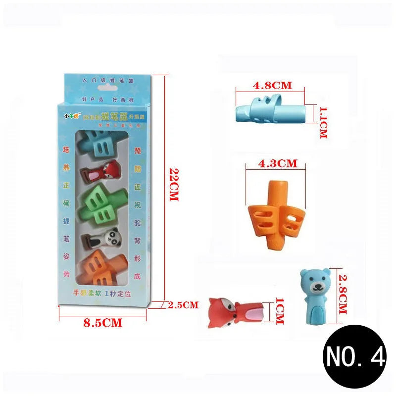 Cartoon design children's pen case for correcting writing posture made from soft rubber