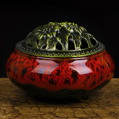 Ceramic retro package incense burner in multiple colours for home decor and meditation
