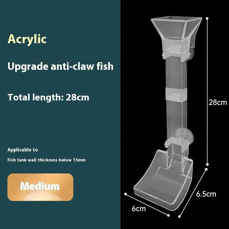 Aquarium feeding tube set with cleaning brush and feed spoon in three size options