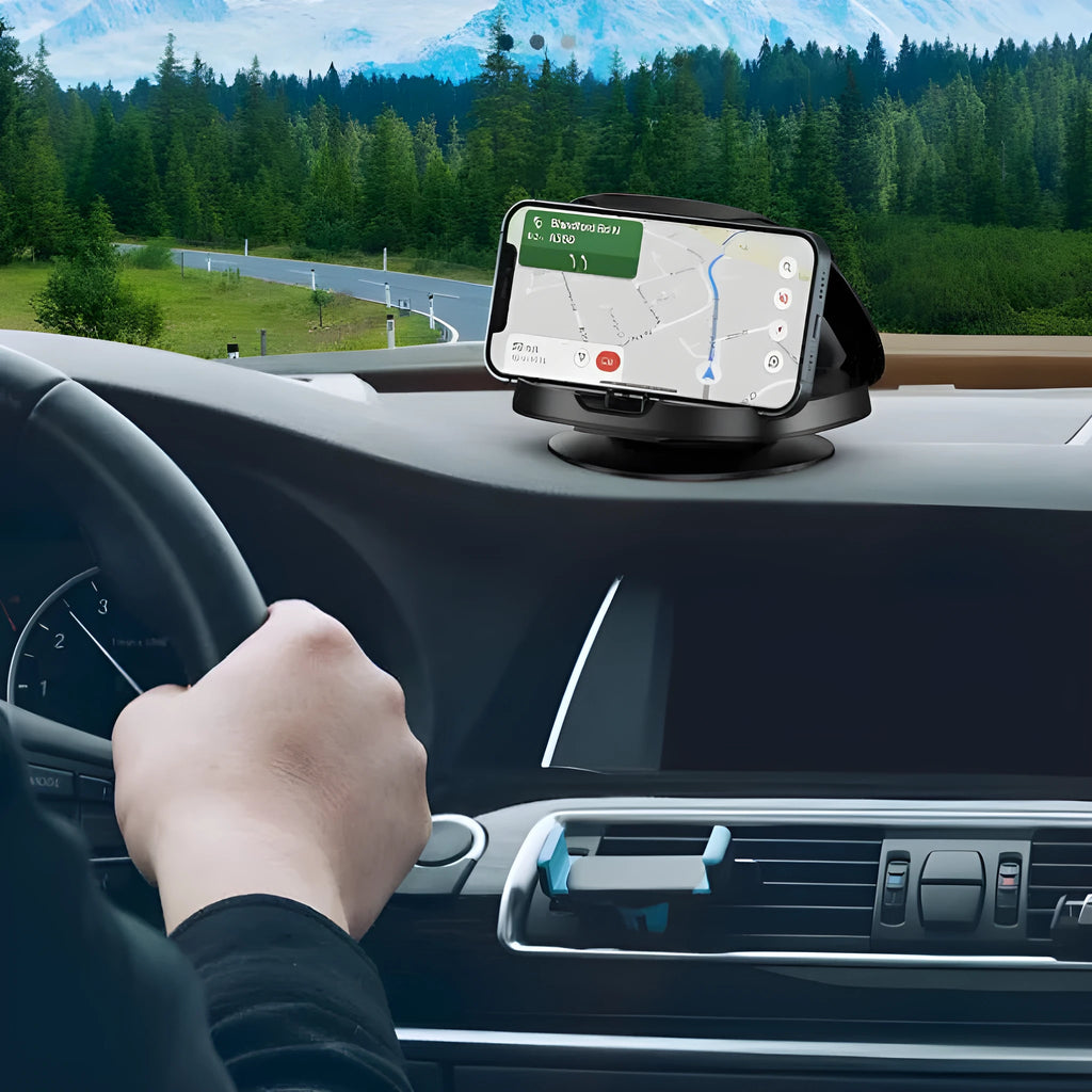 Black plastic rotating suction cup car navigator bracket for smartphones and GPS devices