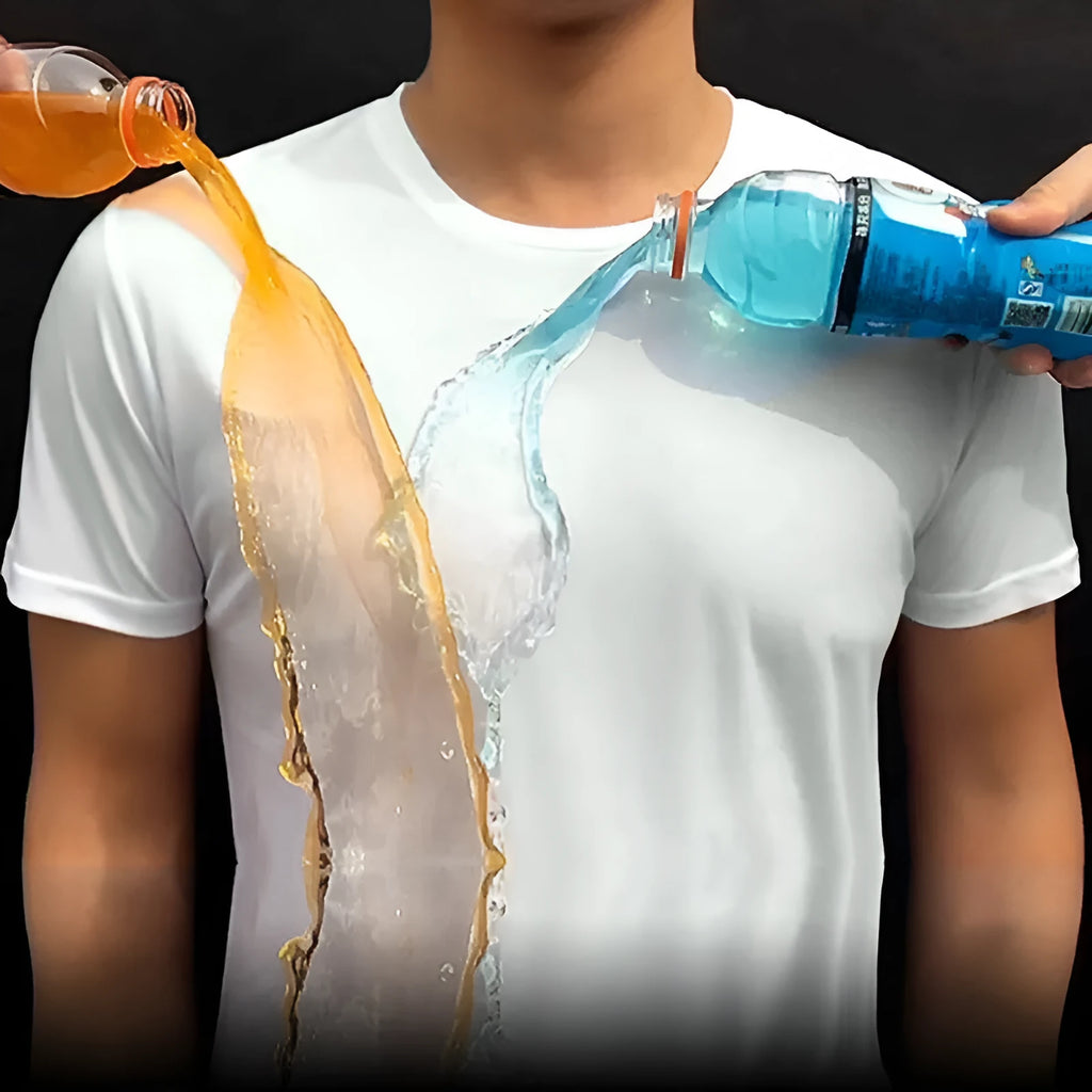 Quick-drying waterproof anti-fouling couple T-shirt in white, black, blue, loose fit round neck short sleeve