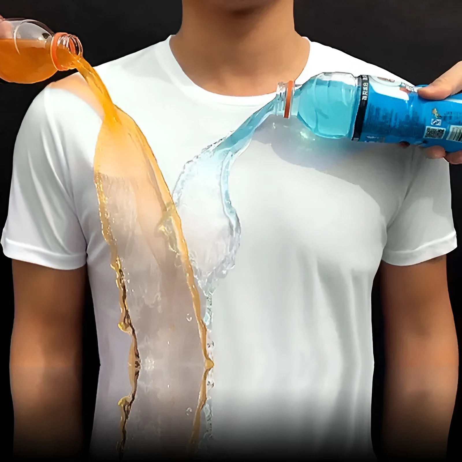 Quick-drying waterproof anti-fouling couple T-shirt in white, black, blue, loose fit round neck short sleeve