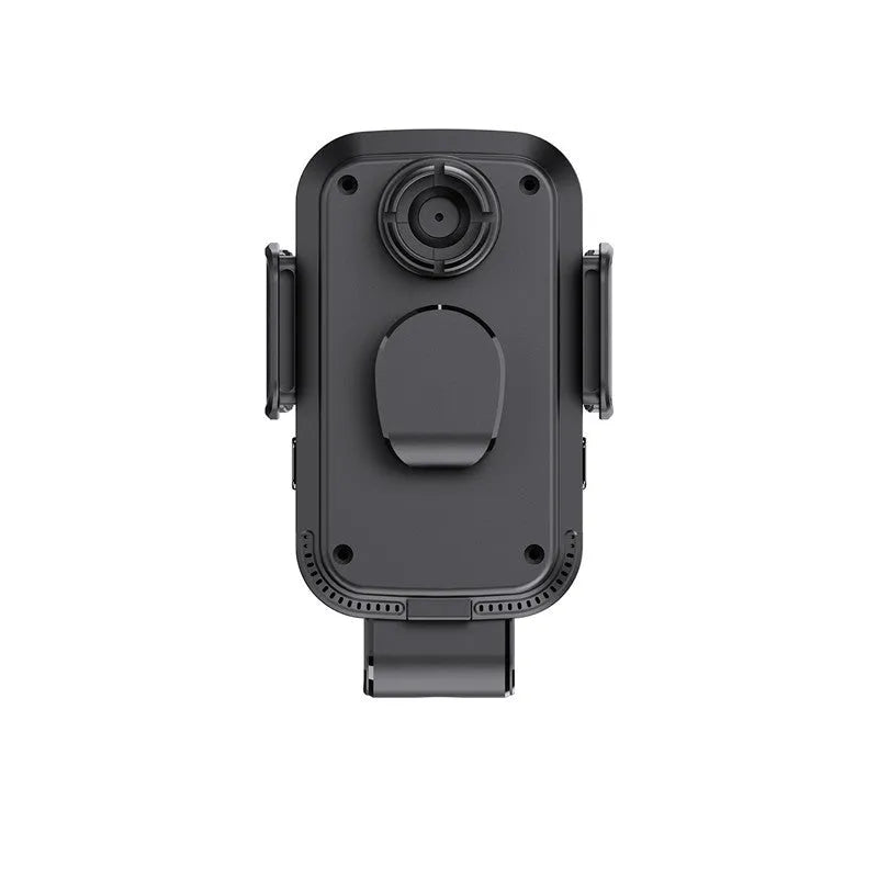 Black car wireless charger with suction cup mount on a car dashboard, ABS joint rod visible