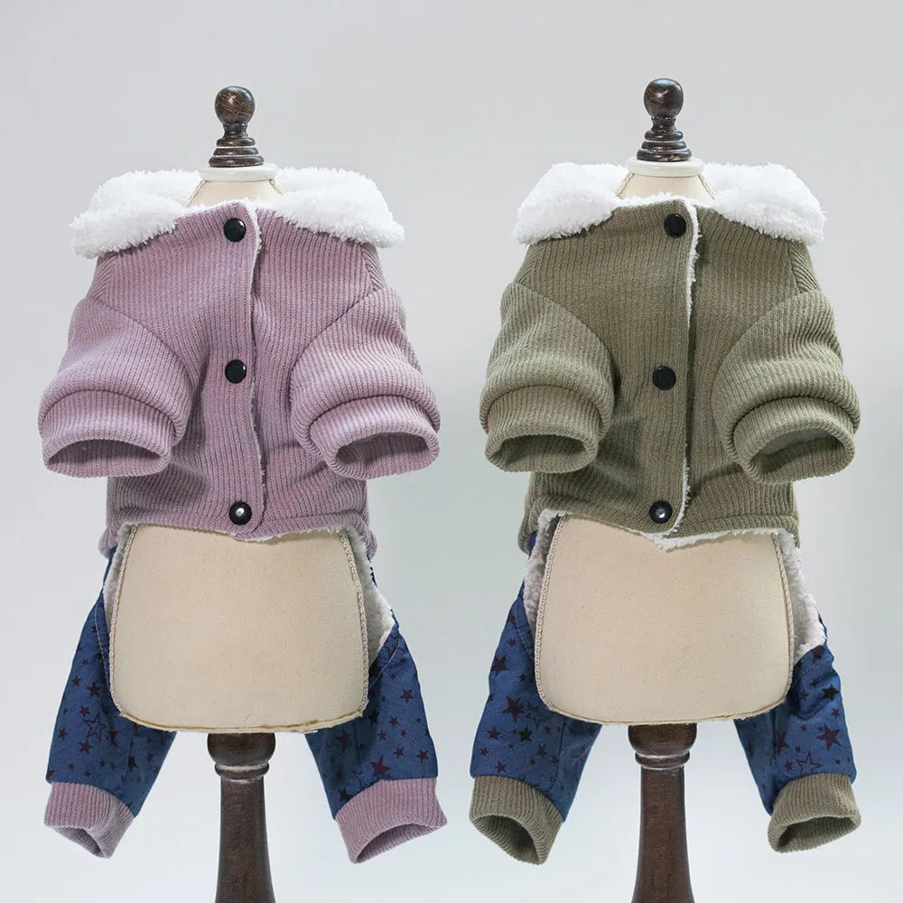 Cotton pet clothing with bone design in green or pink, sizes S to XXL