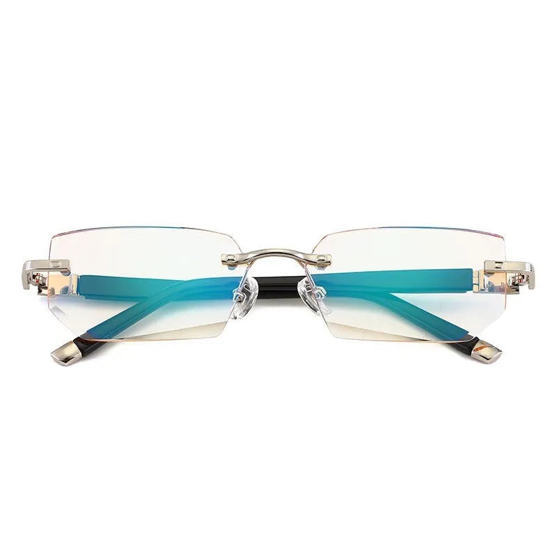 Black metal diamond-cut reading glasses with tan accents on the temples, unisex design, available in 100 to 400 degree strengths.