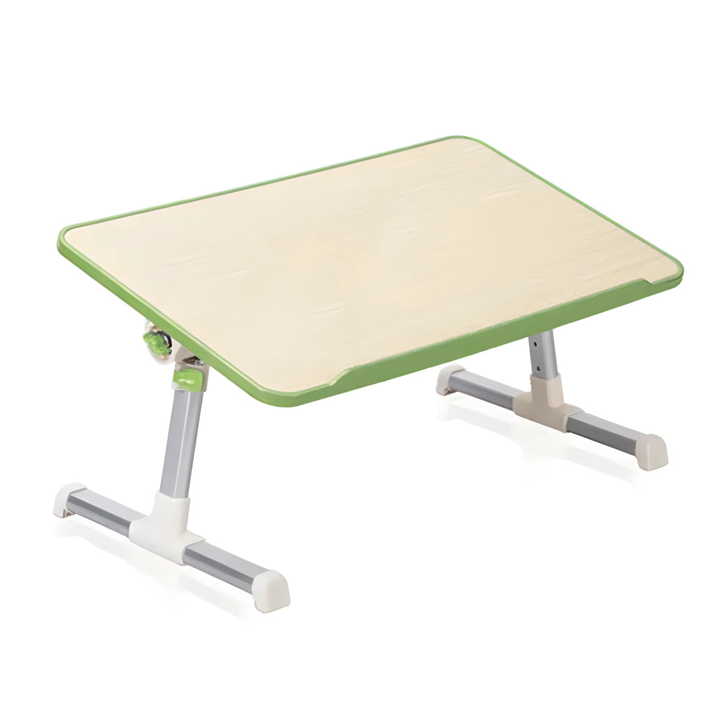 Adjustable lazy table with 520x300mm top, 220-320mm height, 0-60 degree tilt, in lilac purple, pearl black or emerald green.