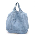 Large canvas tote bag in dark blue or light blue with polyester lining, women's shoulder bag.