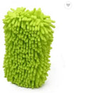 Silver green rectangular Chenille microfiber car wash sponge measuring 14cm by 25cm
