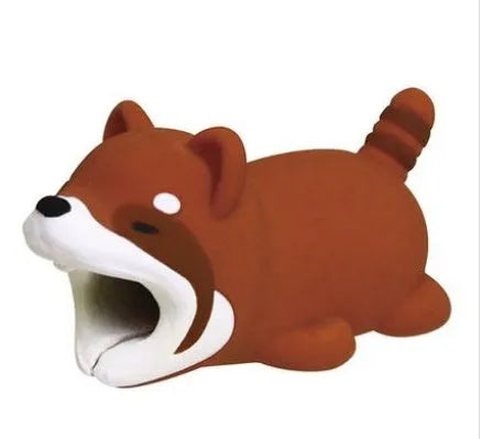 iPhone Lightning cable protector in an animal design, shown on the end of a charging cable.