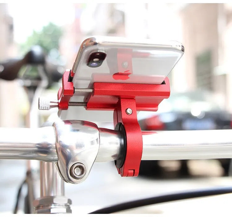 Aluminium bicycle phone holder with 360-degree rotation for handlebars 22-31.8mm