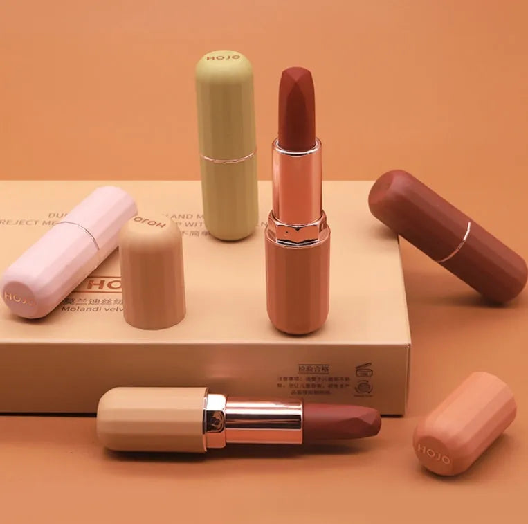 Matte lipstick set with velvet matte finish, avocado oil, and grape seed oil in colour options