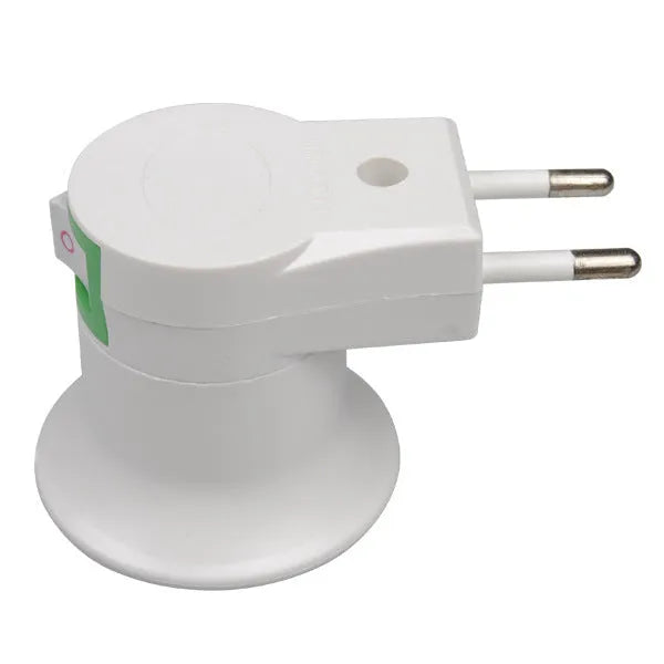 White plug-in E27 lamp holder with on/off switch for wall sockets