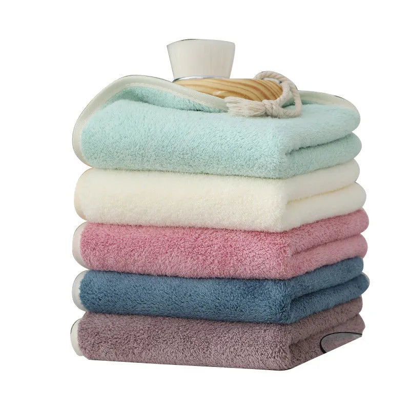 Thickened absorbent coral fleece face washing towel, 30x60cm, in one of nine colours