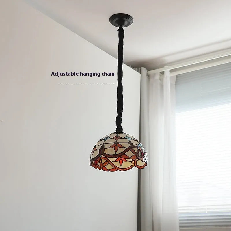 Handwoven glass Mediterranean pendant lamp with ABS and hardware chassis for bedroom or dining room
