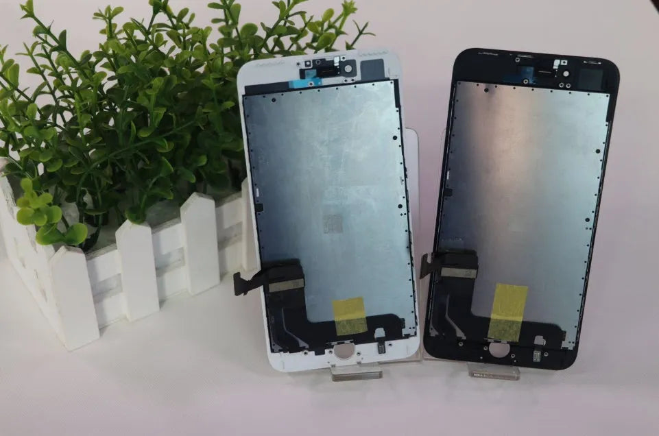 iPhone LCD touch screen replacement panel showing black and white colour options for 6 7 8 series