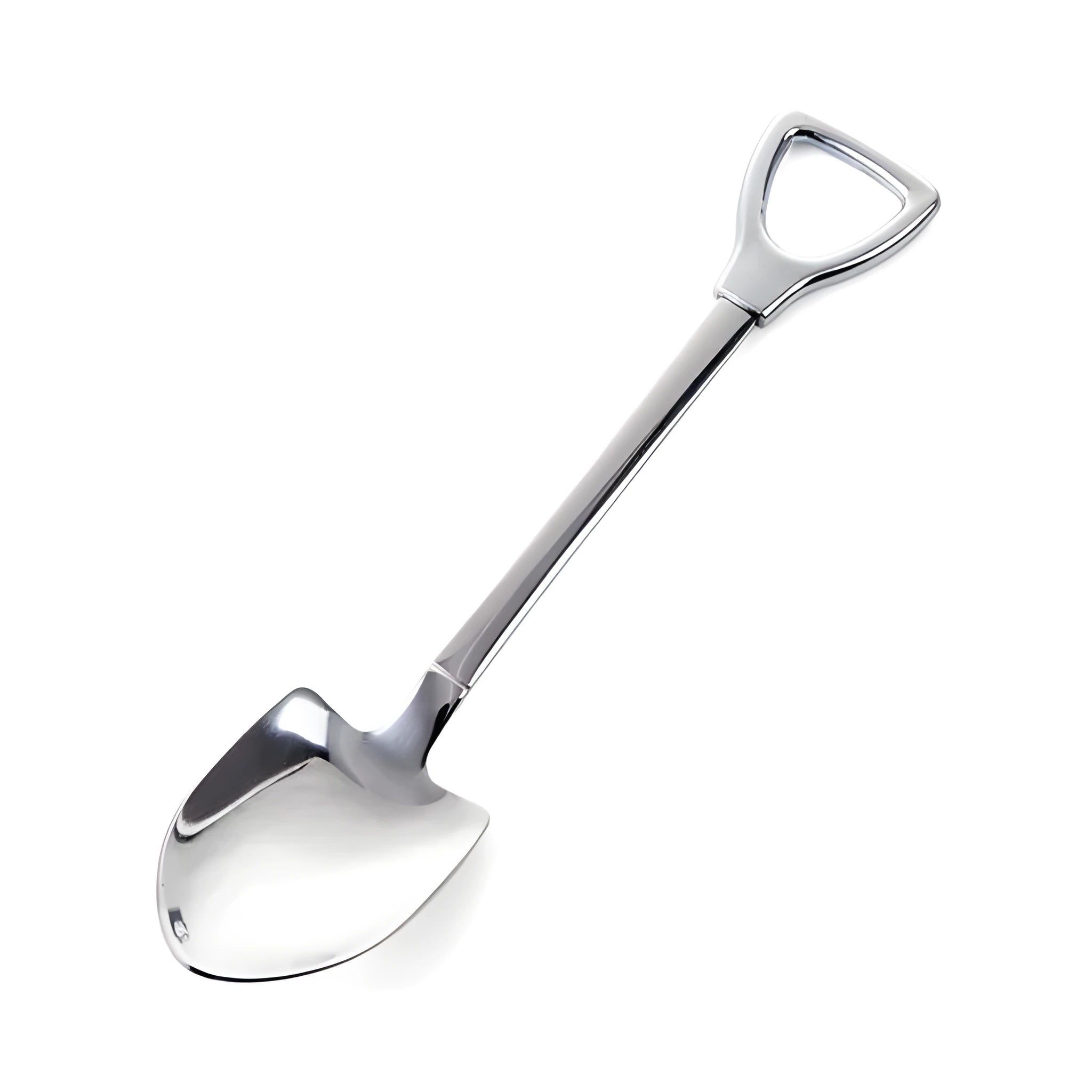 Children's dessert spoon in 201 stainless steel with mirror polish, green colour, size M