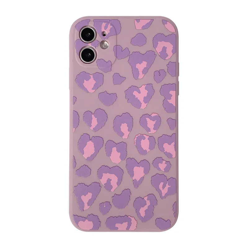 Purple Leopard frosted silicone phone case for Apple iPhone, painted back cover