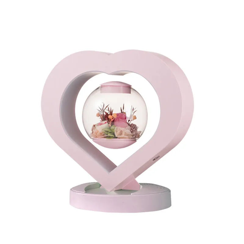 Pink preserved rose ornament with Bluetooth audio base in gift box for birthday and Valentine's Day presents