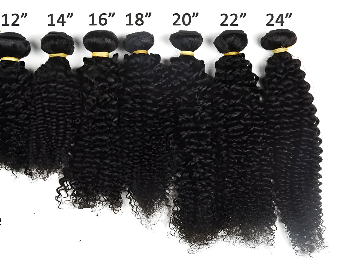 Brazilian kinky curly wave human hair curtain wig, medium long, dyeable, sizes 8 to 26 inches