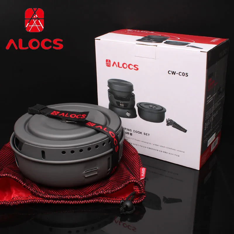 Alocs aluminium outdoor pot set in Pot set style for camping, hiking and picnics, made in China