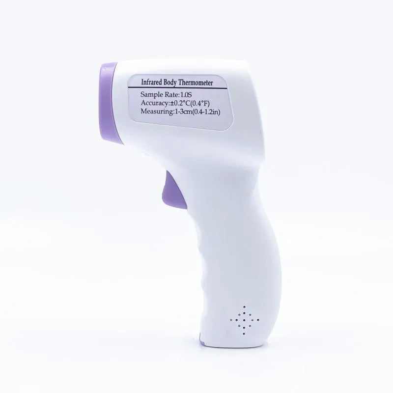 White digital non-contact thermometer for one-touch temperature measurement.