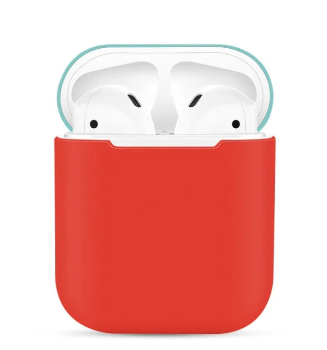 Split-design silicone protective cover for Apple AirPods charging case in a selected solid colour.