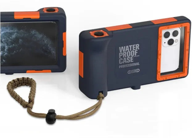 Orange universal waterproof phone case for iPhone and Samsung smartphones