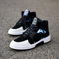 Camouflage high-top lace-up shoes with suede leather upper, non-slip rubber sole and flat 3cm heel