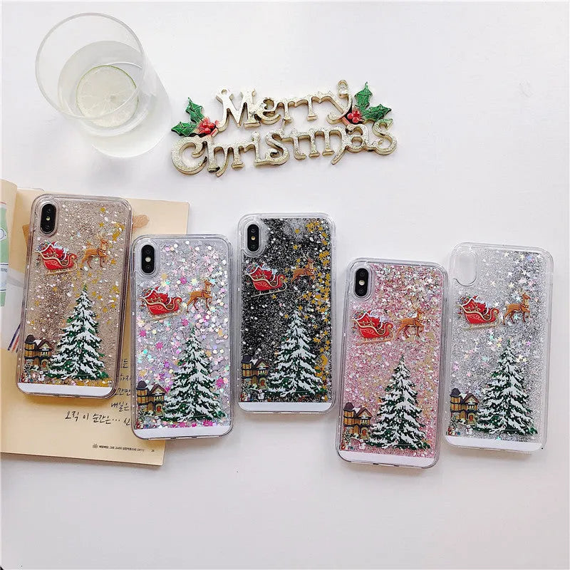Quicksand shell phone case with camouflage pattern for iPhone and Samsung in various colours