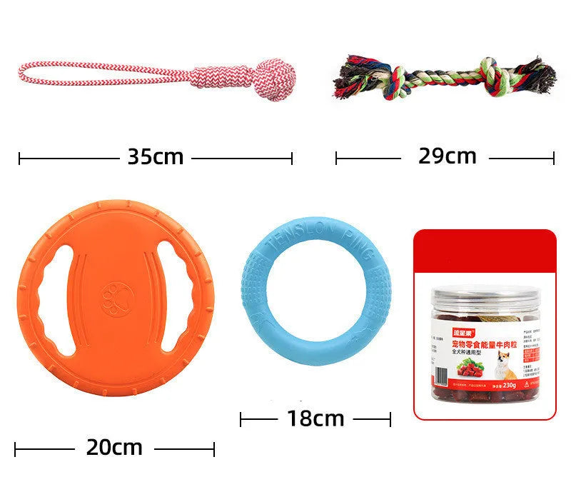 Dog anti-bite training frisbee and interactive bite ring in orange and green plastic sizes medium large trumpet