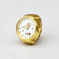 Gold-coloured alloy fashion ring, 8mm thick, with patterned face options including butterfly, cat and lotus