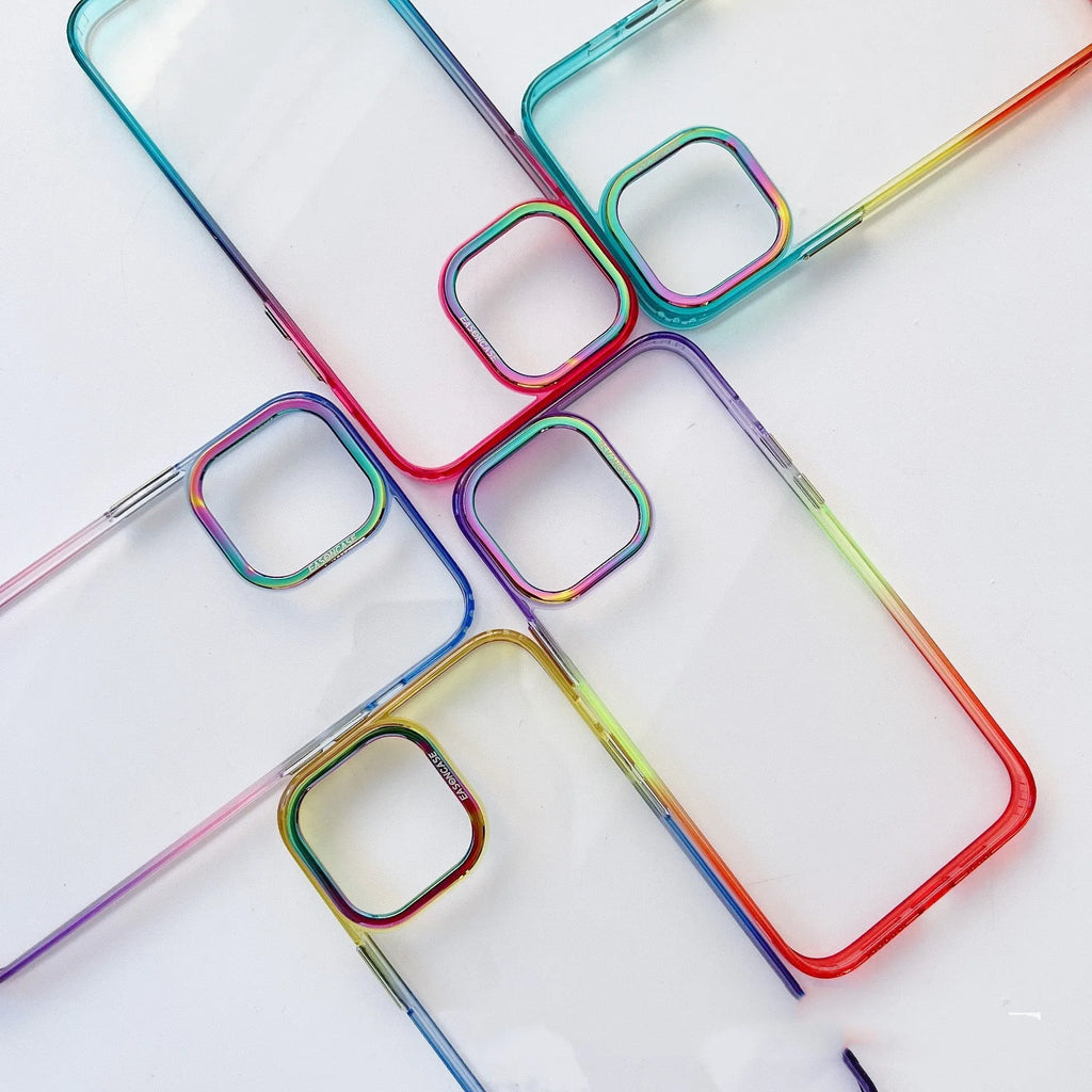 Metal lens protective mobile phone case for iPhone 14 Pro Max in blue aurora colour